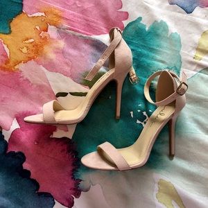 Lulus Blush Suede Ankle Strap Heels